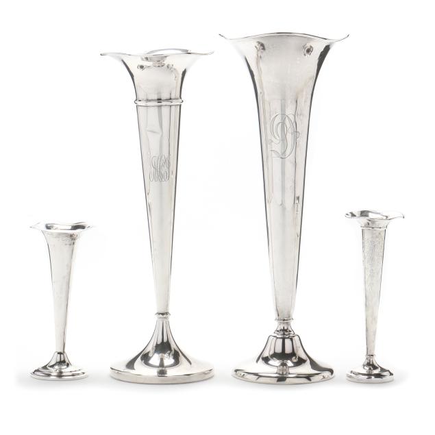 four-american-sterling-silver-vases