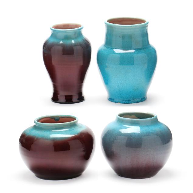 four-vintage-pisgah-forest-pottery-vases