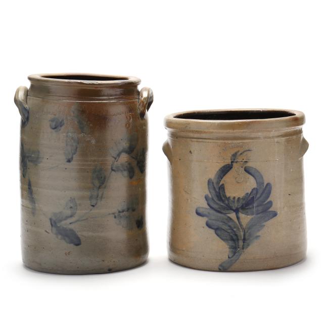 two-antique-three-gallon-salt-glazed-stoneware-crocks