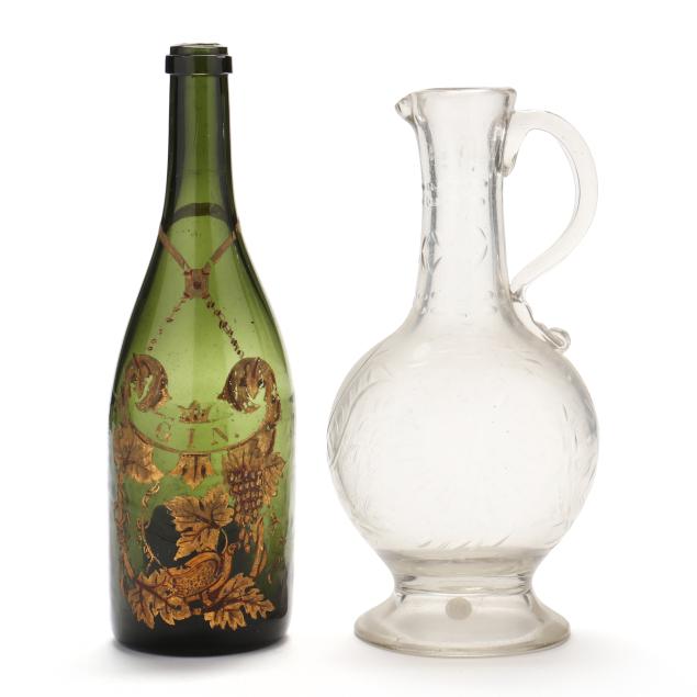 18th-century-continental-glass-claret-jug-and-gin-bottle