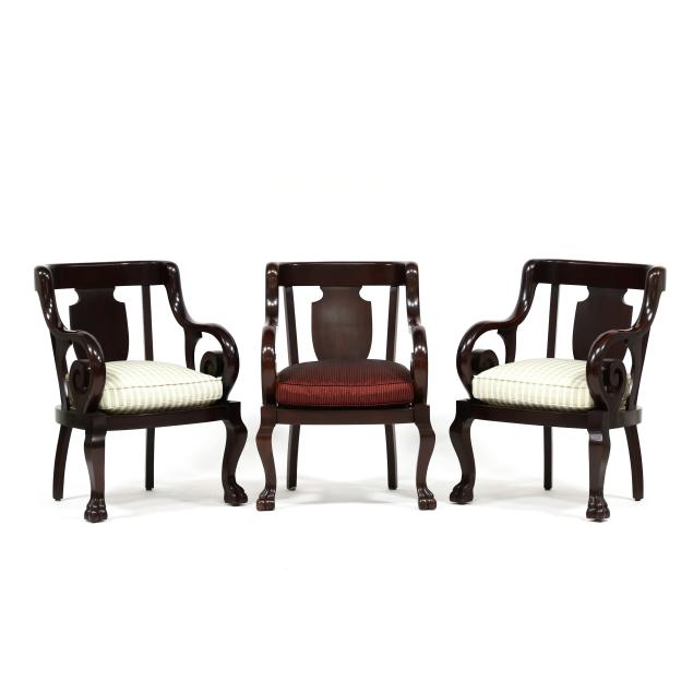 hickory-chair-three-classical-style-library-armchairs