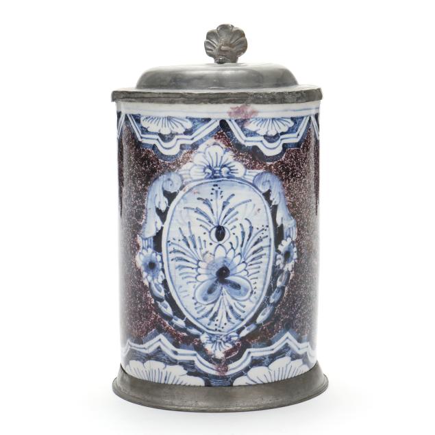 a-german-faience-pewter-mounted-tankard