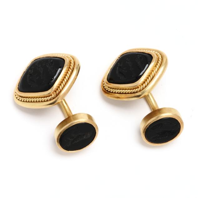 gold-and-black-onyx-intaglio-cufflinks-elizabeth-locke