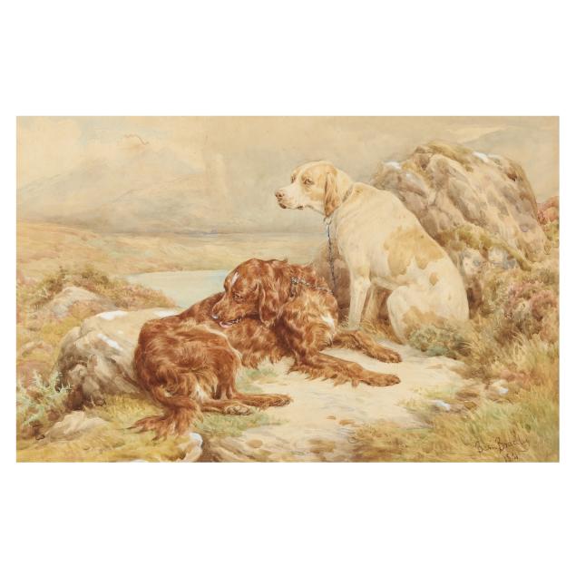 basil-bradley-english-1842-1904-hunting-dogs-in-a-landscape