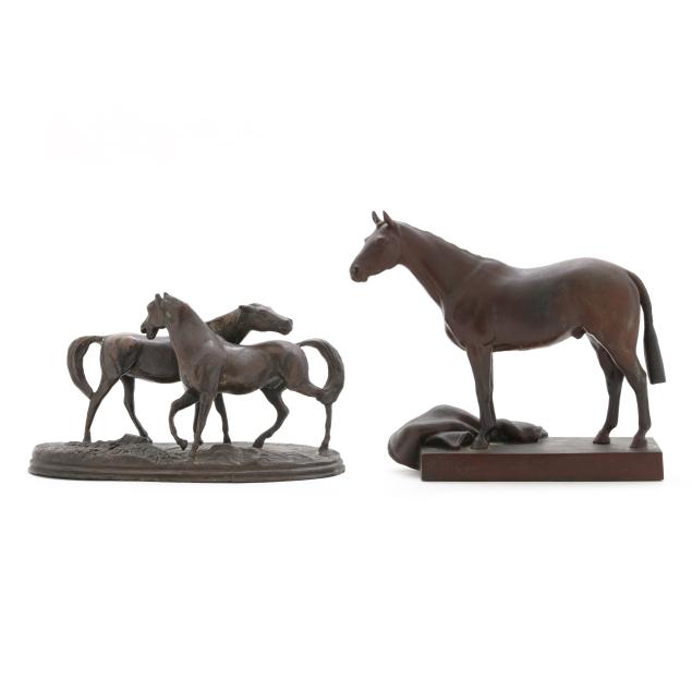 two-bronze-castings-of-equestrian-theme