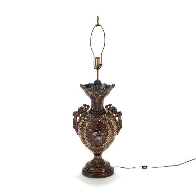 a-large-majolica-pottery-and-gilt-table-lamp