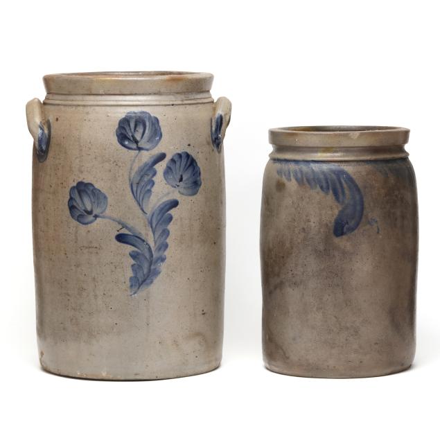 two-antique-american-stoneware-crocks