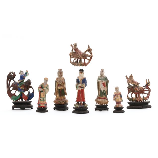 a-group-of-eight-chinese-carved-and-painted-figures