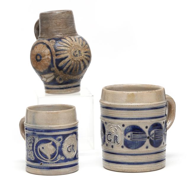 three-westerwald-stoneware-vessels