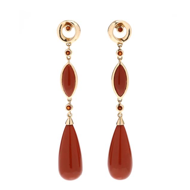 a-pair-of-gold-jasper-and-citrine-drop-earrings