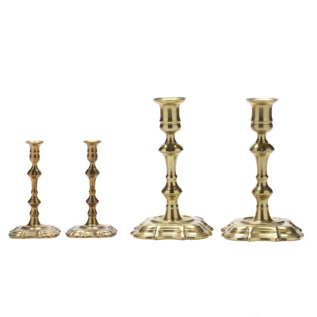 two-pairs-of-queen-anne-brass-candlesticks