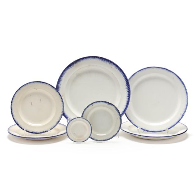 a-selection-of-seven-pearlware-blue-feather-embossed-edge-plates