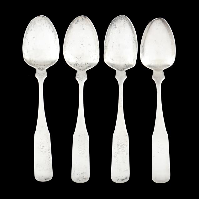 set-of-four-rare-virginia-coin-silver-tablespoons-mark-of-william-b-cordell