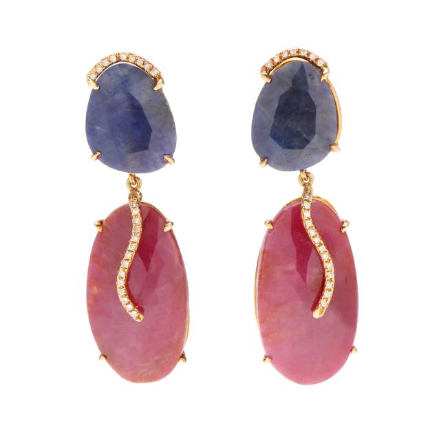 gold-ruby-sapphire-and-diamond-dangle-earrings