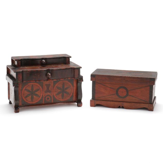 george-faust-pennsylvania-19th-century-paint-decorated-miniature-chest-and-blanket-chest