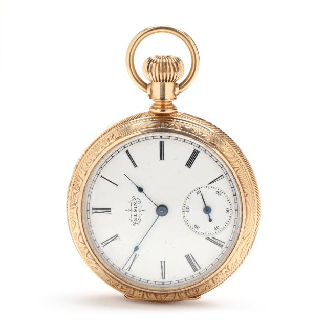 antique-gold-open-face-pocket-watch-elgin