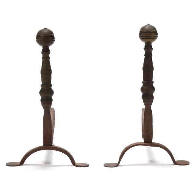 pair-of-federal-brass-and-wrought-iron-andirons