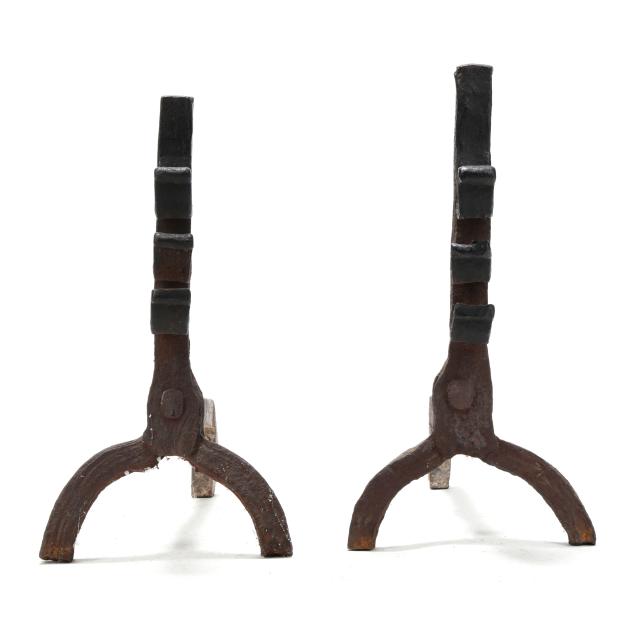 pair-of-antique-wrought-iron-spit-andirons