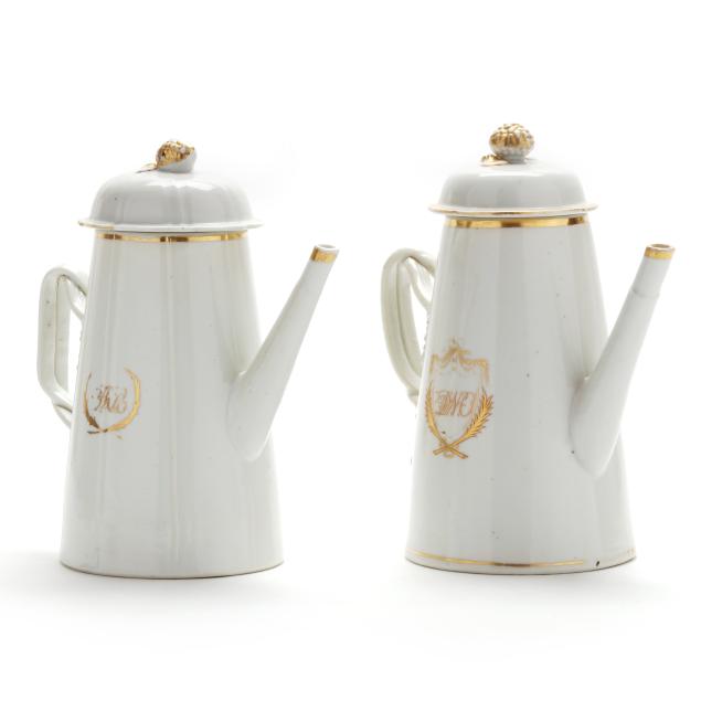 two-chinese-export-armorial-porcelain-coffee-pots