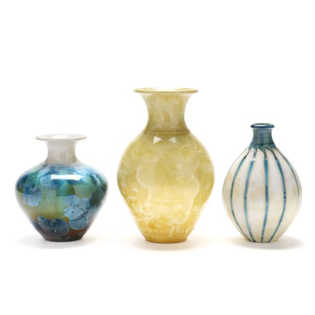 three-phil-morgan-seagrove-nc-crystalline-vases