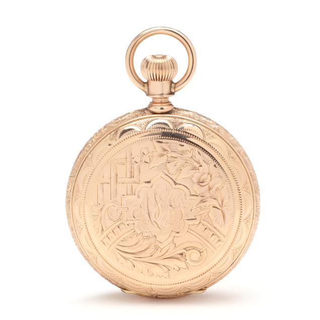 antique-gold-hunter-case-pocket-watch-waltham