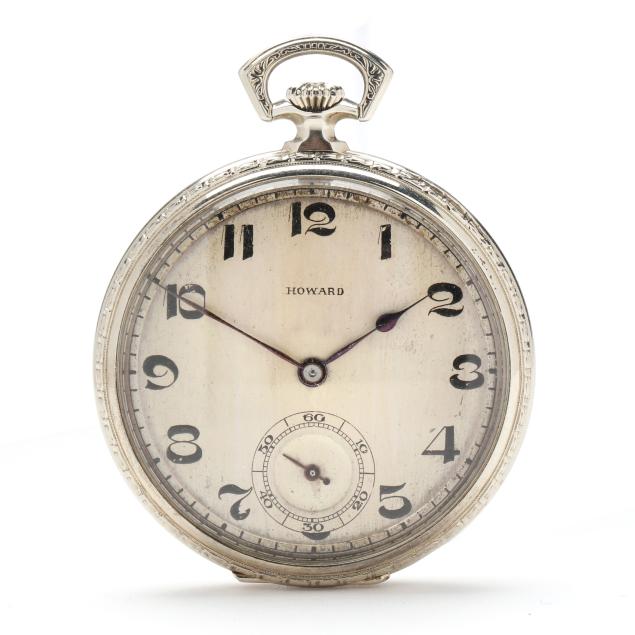 vintage-white-gold-open-face-pocket-watch-howard