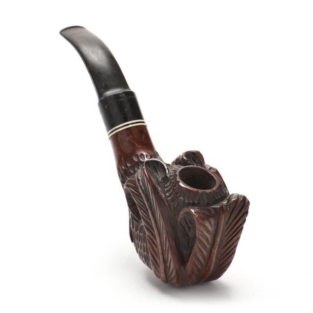 antique-hand-carved-wood-tobacco-pipe