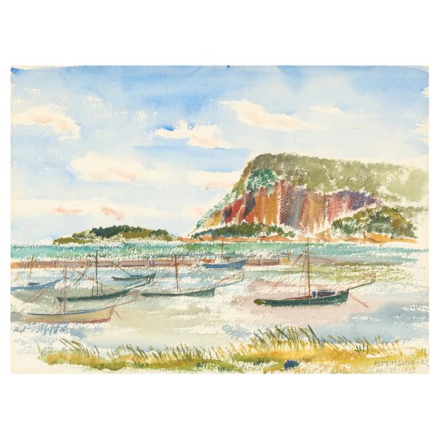 leonard-s-rozenfeld-american-20th-century-i-fishing-boats-cape-breton-island-i