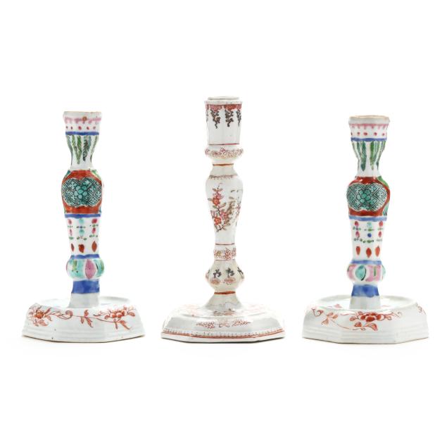 three-chinese-export-porcelain-candlesticks