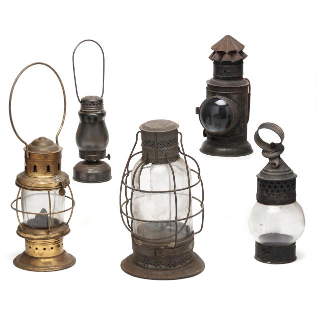 collection-of-five-antique-american-lanterns