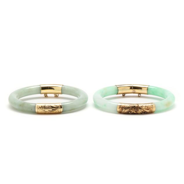 two-gold-and-jadeite-jade-bangles