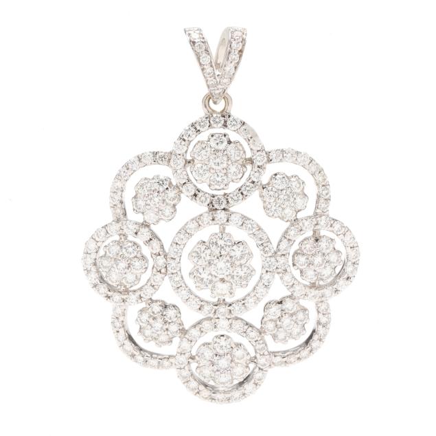 white-gold-and-diamond-cluster-pendant