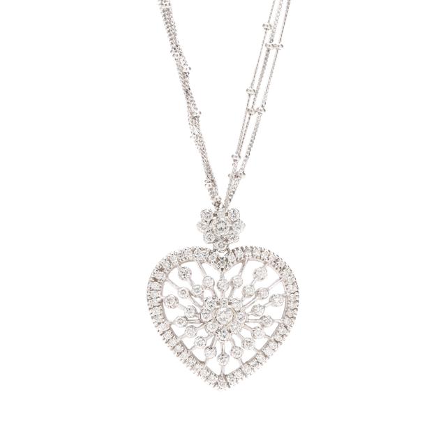 gold-and-diamond-heart-pendant-on-multi-strand-chain-italy