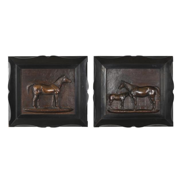 two-fine-french-bronze-relief-portraits-of-thoroughbreds