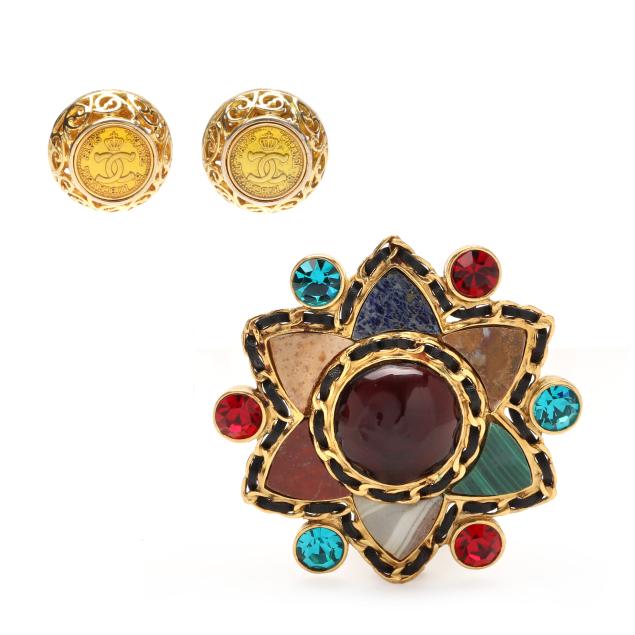 a-gripoix-clip-brooch-and-a-pair-of-earrings-chanel