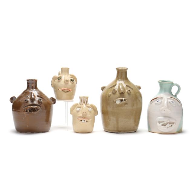 fred-beane-old-house-pottery-seagrove-nc-five-face-jugs