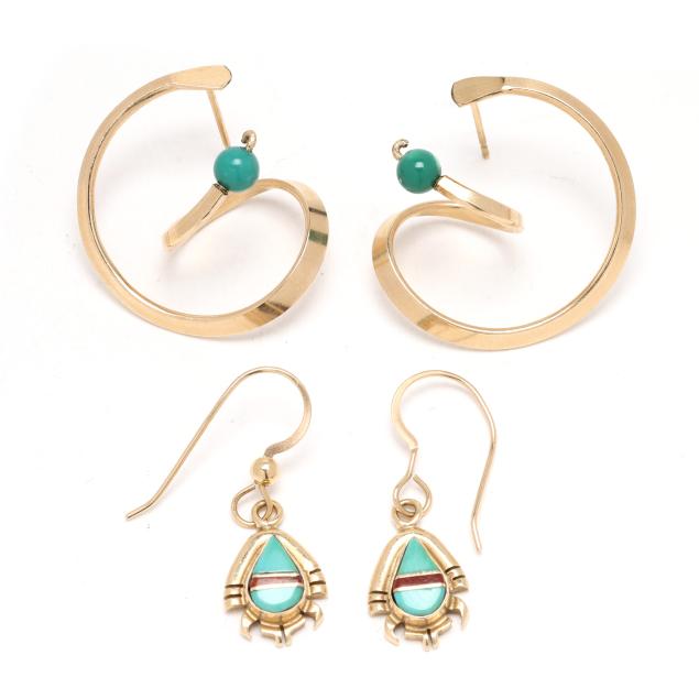 two-pairs-of-turquoise-drop-earrings