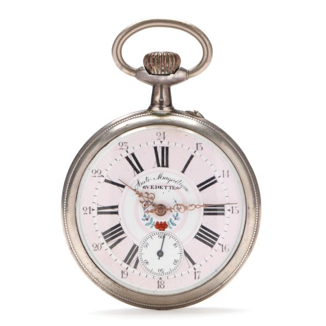 silver-open-face-pocket-watch