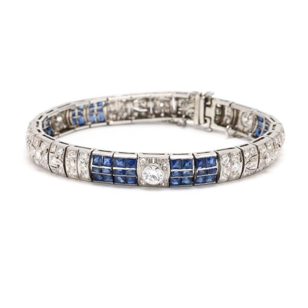 art-deco-platinum-diamond-and-sapphire-bracelet