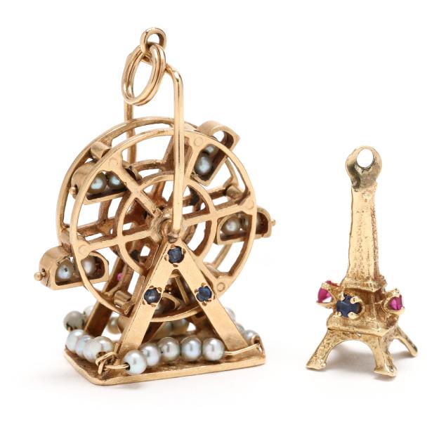 two-vintage-gold-and-gem-set-charms