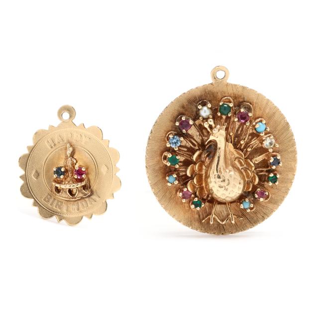 two-vintage-gold-and-gem-set-charms