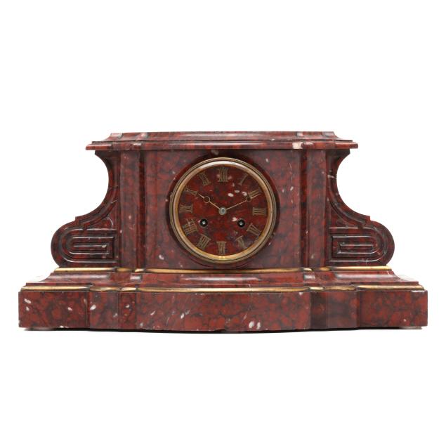 french-rouge-marble-mantle-clock-plinth-raingo-freres