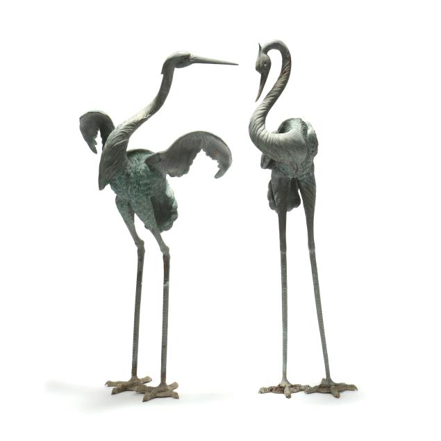 5-ft-bronze-garden-statues-of-a-heron-couple