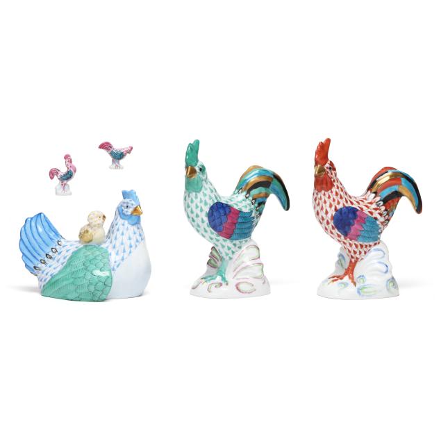 assorted-herend-porcelain-fishnet-chickens