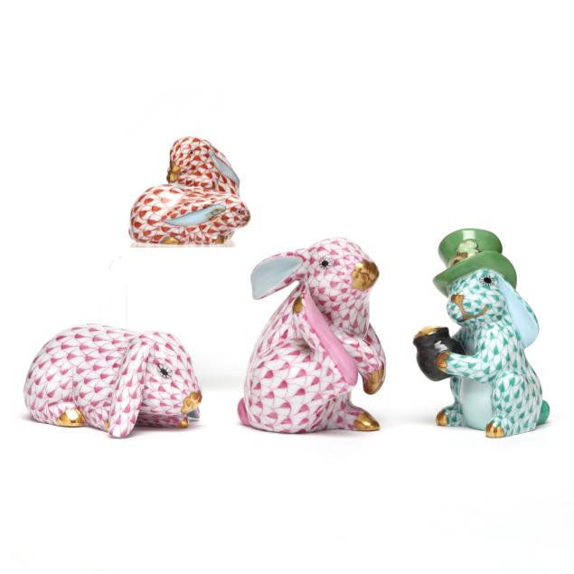 four-herend-porcelain-fishnet-bunnies