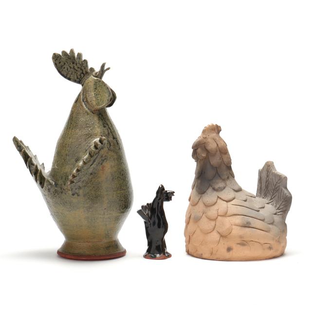 three-georgia-folk-pottery-roosters