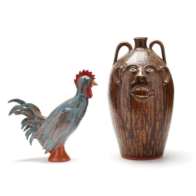 joe-reinhardt-vale-nc-rooster-and-large-face-jug