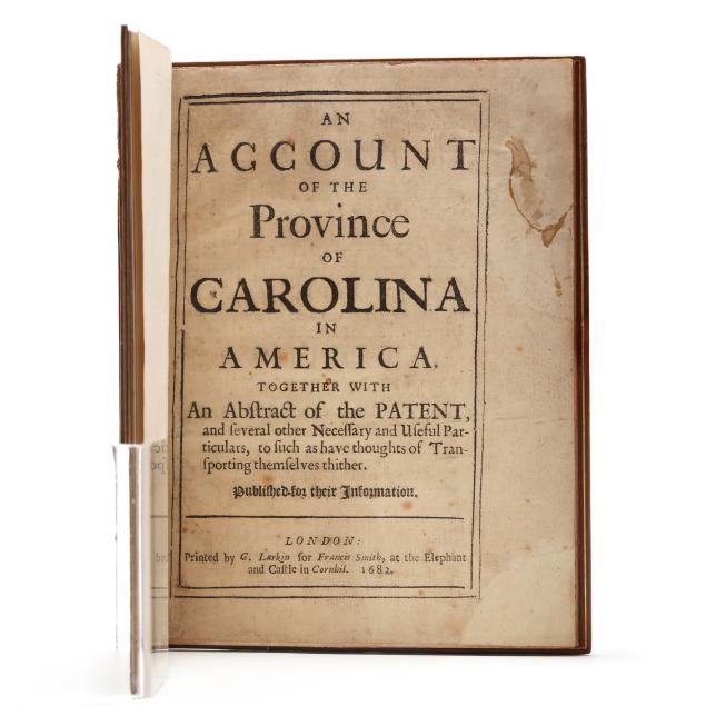 scarce-first-issue-of-i-an-account-of-the-province-of-carolina-in-america-i-finely-bound-and-with-celebrated-john-speed-map