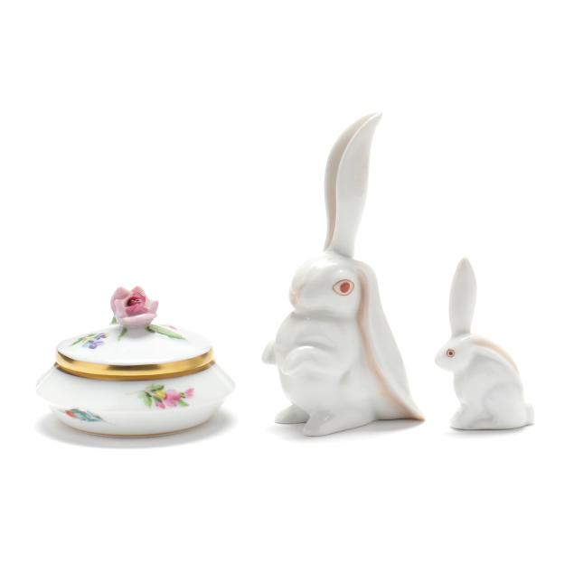 a-herend-porcelain-trinket-box-and-two-bunnies