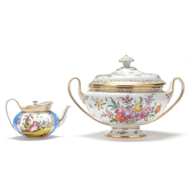 meissen-porcelain-soup-tureen-and-teapot